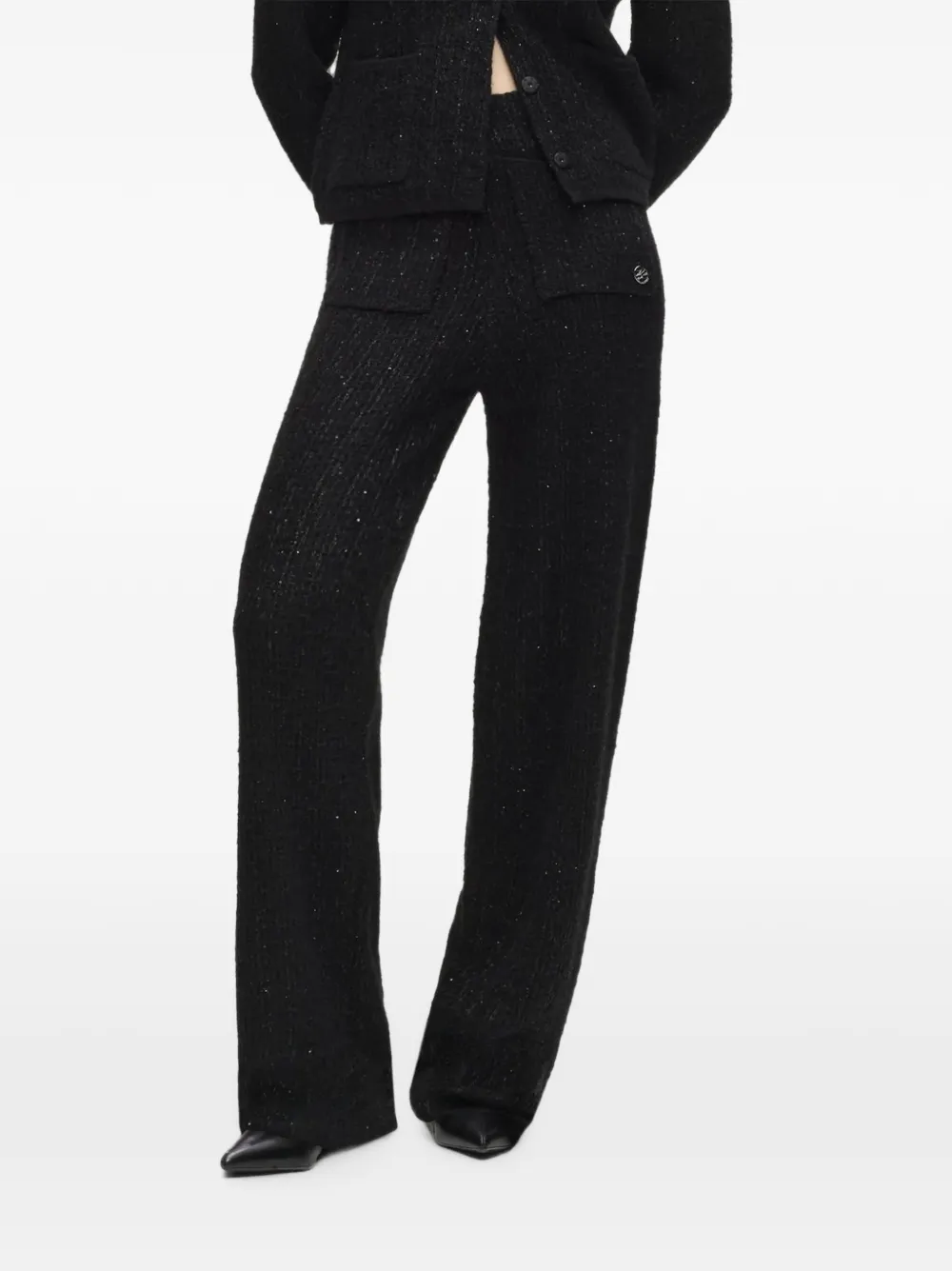 Karl Lagerfeld Bouclé broek verfraaid met pailletten Zwart