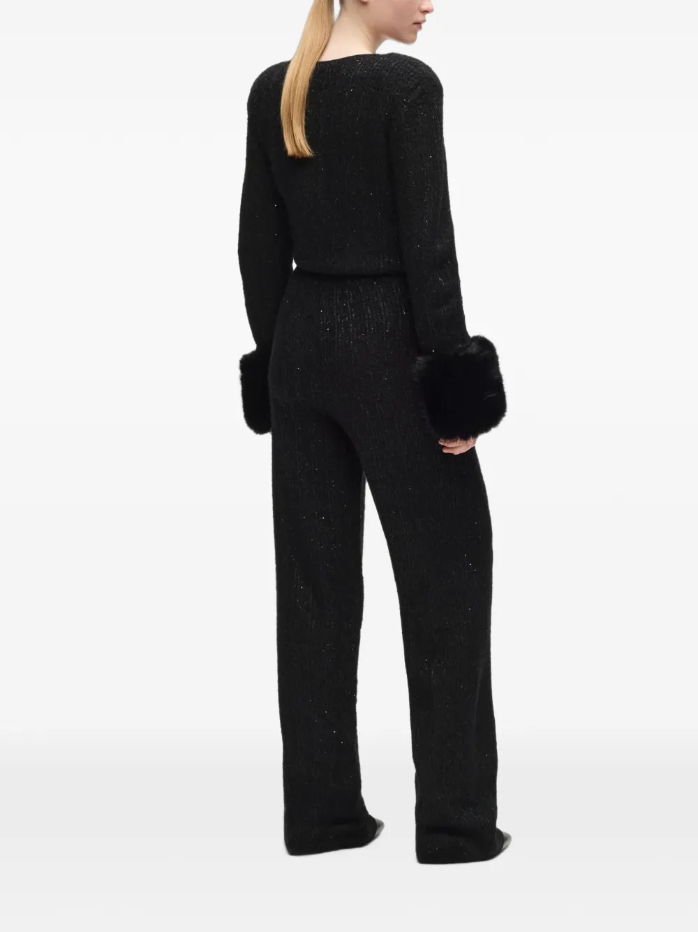 Karl Lagerfeld Bouclé broek verfraaid met pailletten Zwart