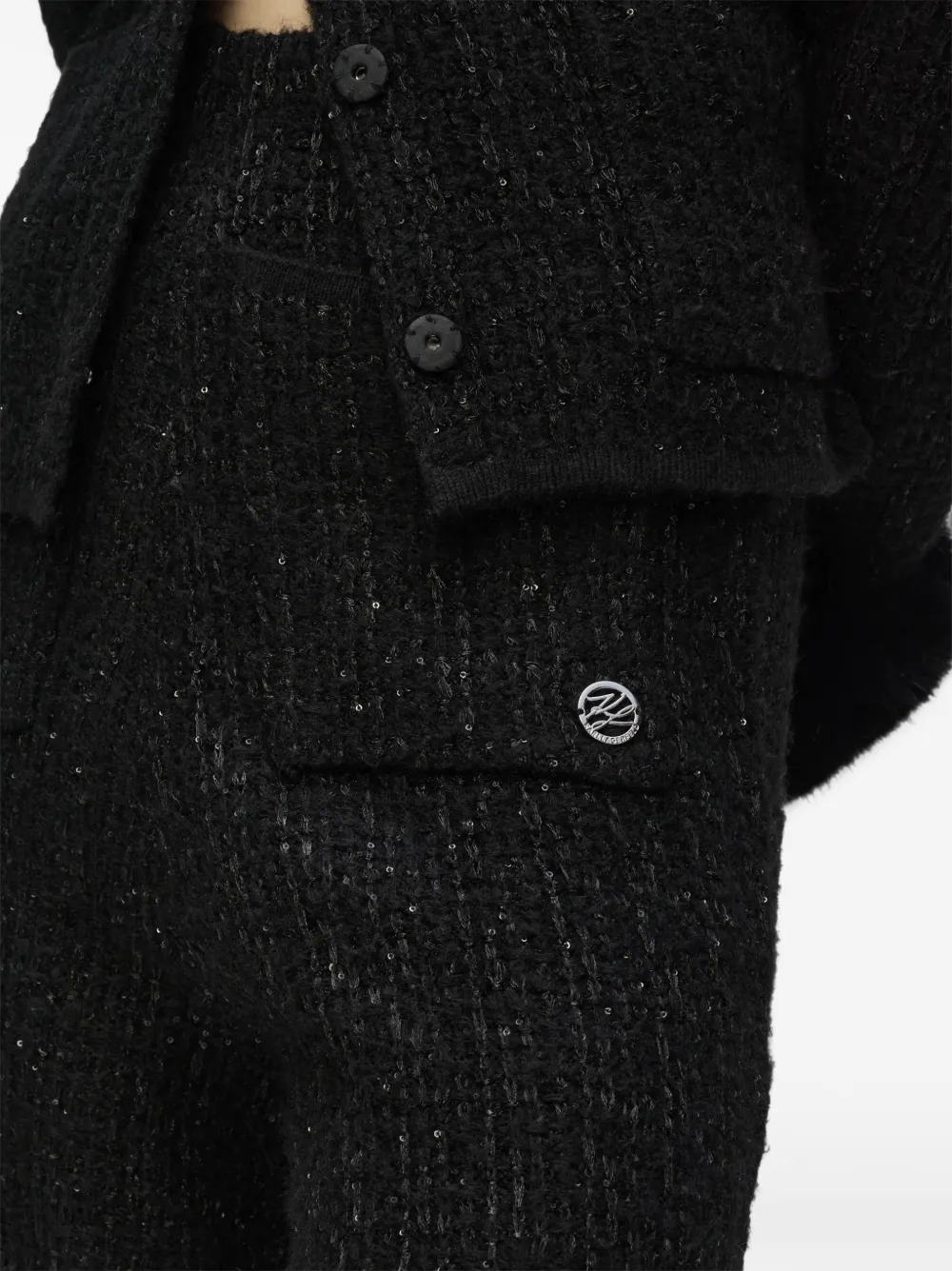 Karl Lagerfeld Bouclé broek verfraaid met pailletten Zwart