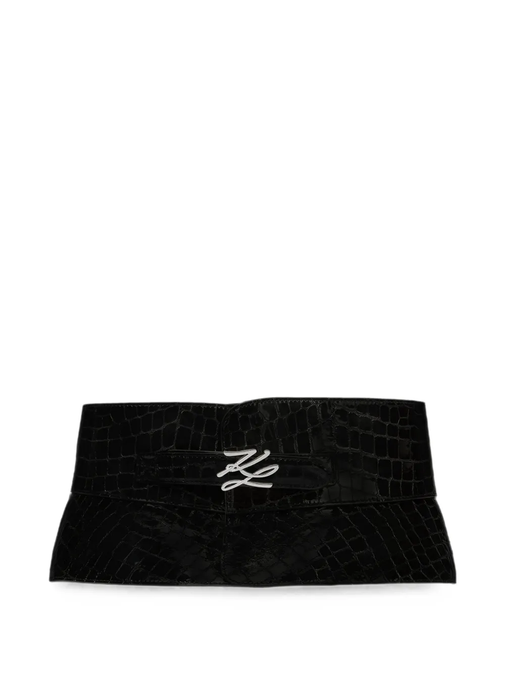 Karl Lagerfeld K/Autograph Corsage mit Kroko-Gürtel - Schwarz