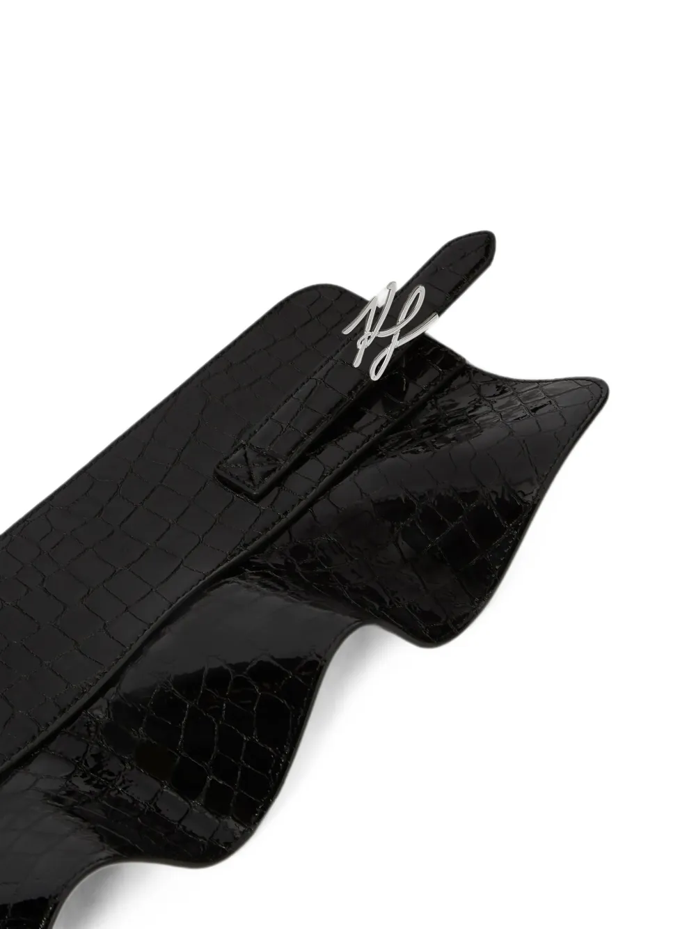 Karl Lagerfeld K Autograph korset-riem met krokodillen-reliëf Zwart
