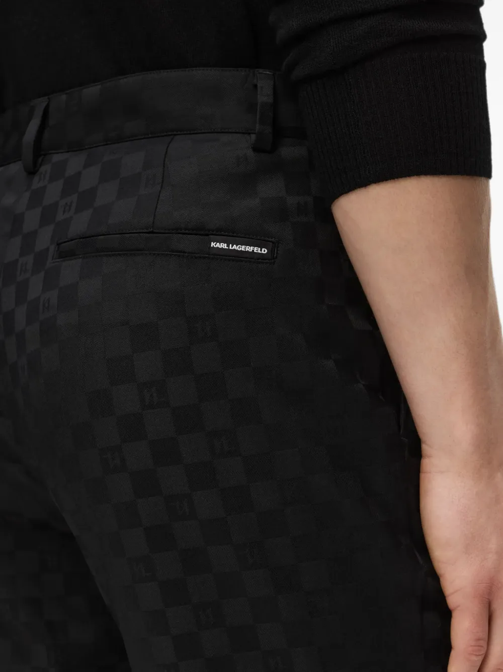 Karl Lagerfeld Geruite broek met monogram Zwart
