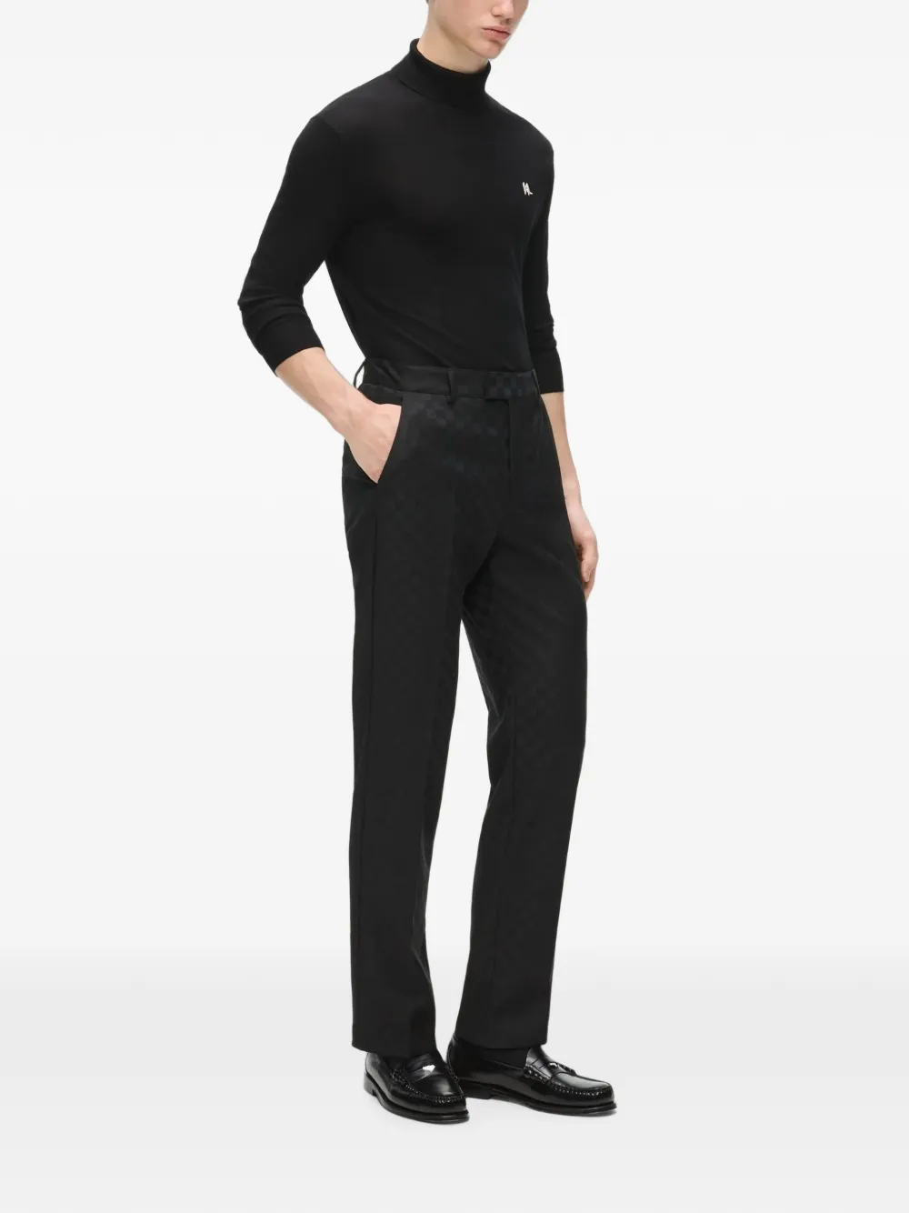 Karl Lagerfeld Geruite broek met monogram Zwart