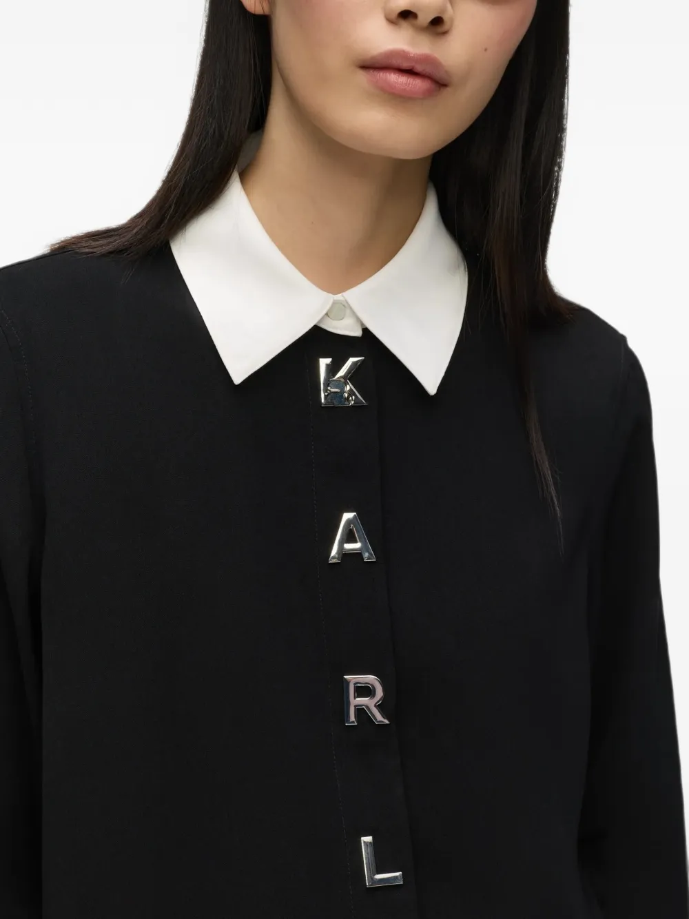 Karl Lagerfeld Blouse met contrasterende letter Zwart