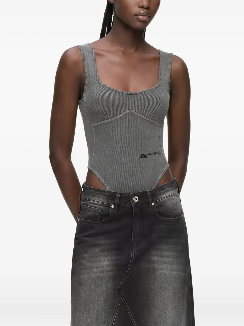 Karl Lagerfeld Jeans Body met verwassen effect Grijs