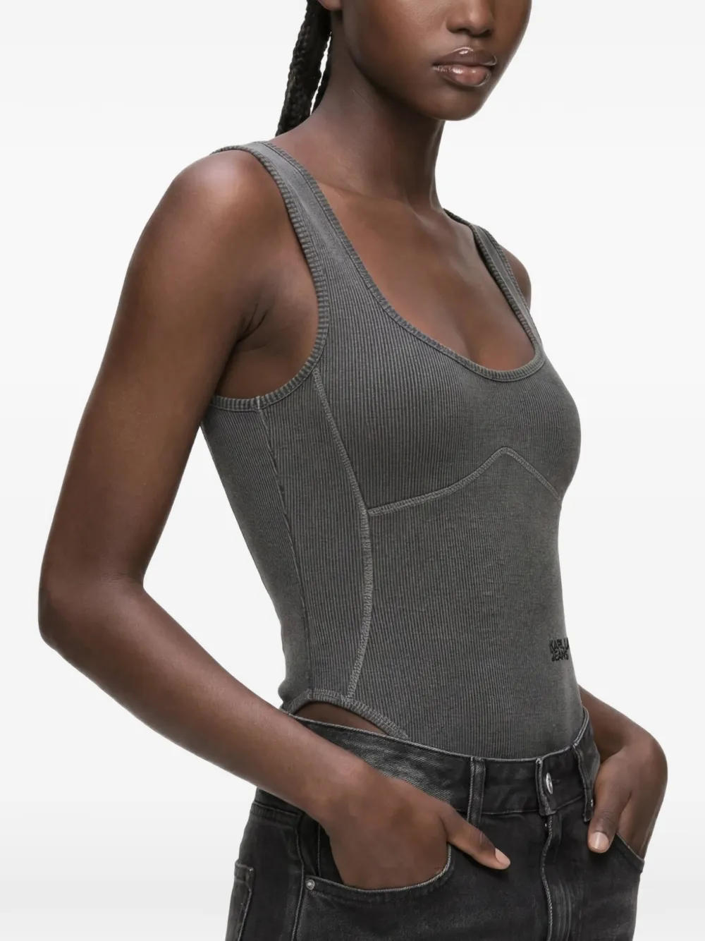 Karl Lagerfeld Jeans Body met verwassen effect Grijs
