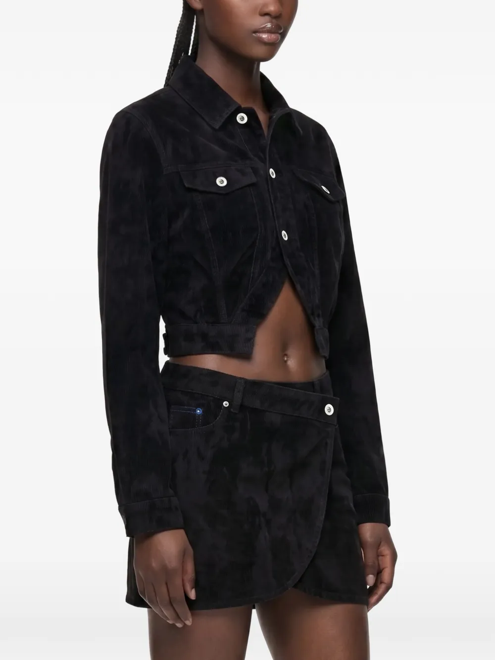 Karl Lagerfeld Jeans long-sleeve cropped denim jacket Zwart