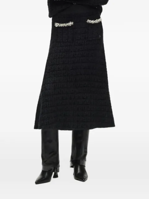 Karl Lagerfeld faux-pearl midi knitted skirt