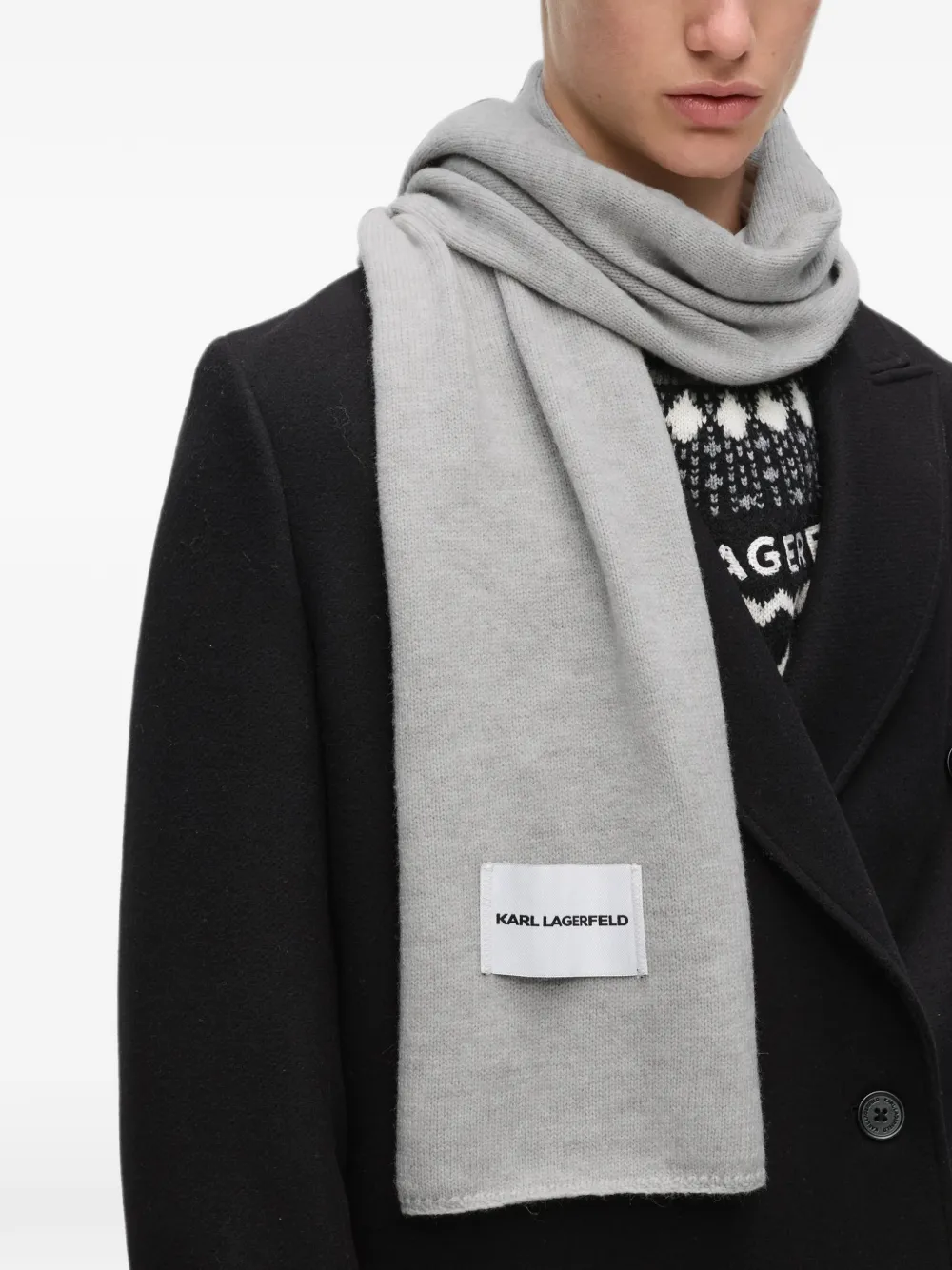 Karl Lagerfeld Sjaal met logo Grijs