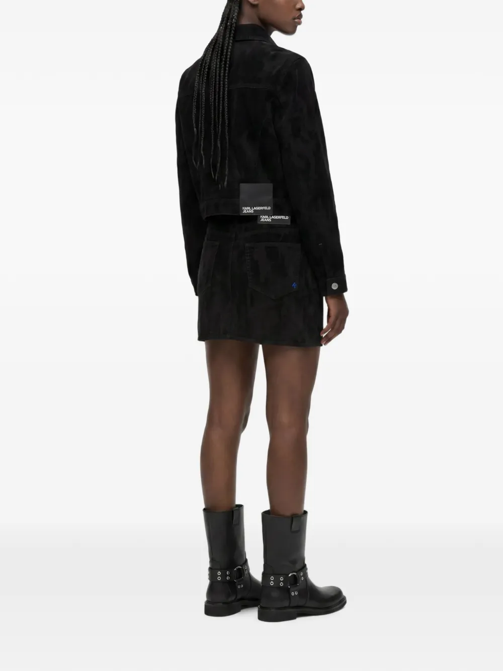 Karl Lagerfeld Jeans velvet denim mini skirt Zwart