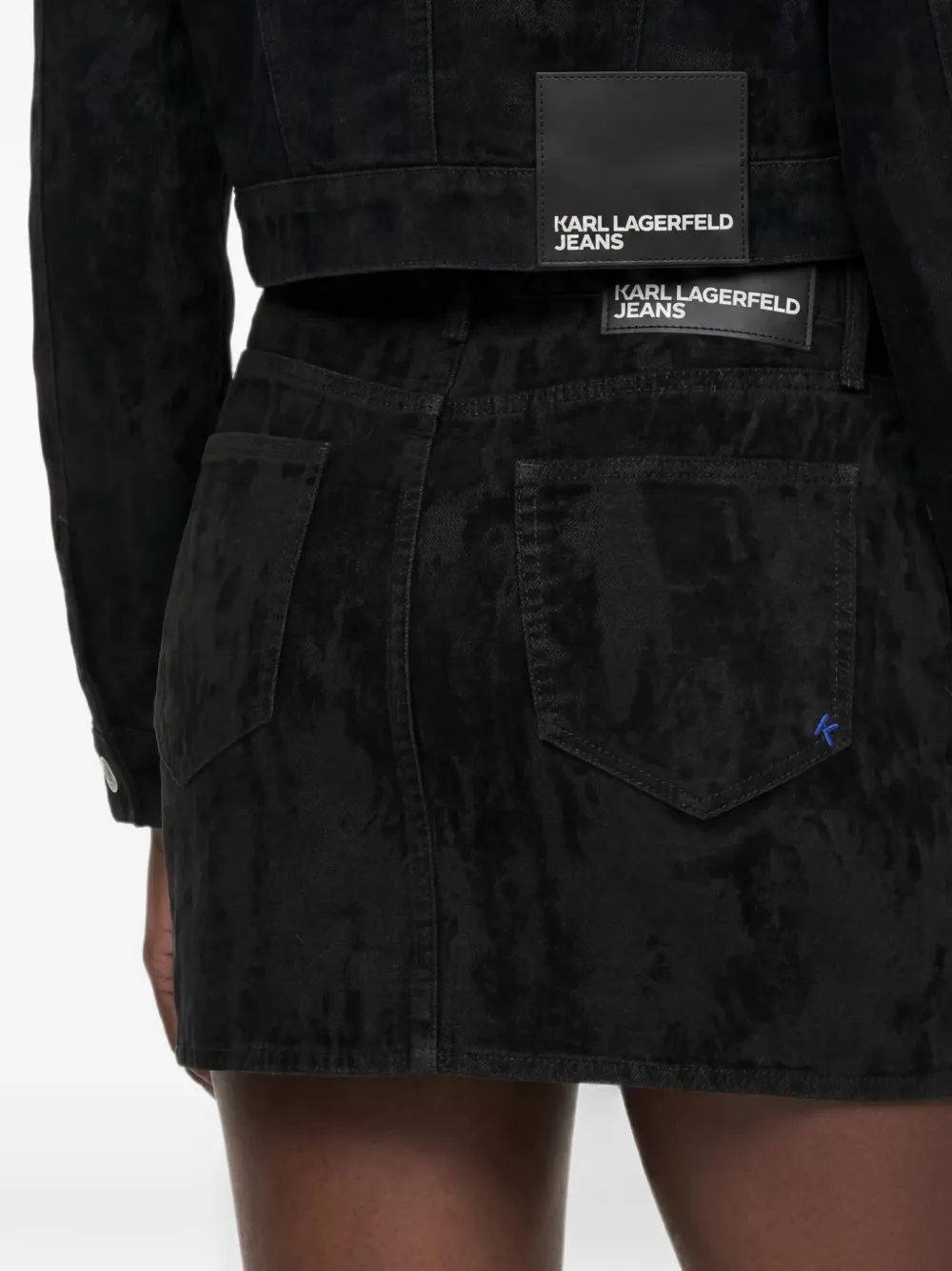 Karl Lagerfeld Jeans velvet denim mini skirt Zwart
