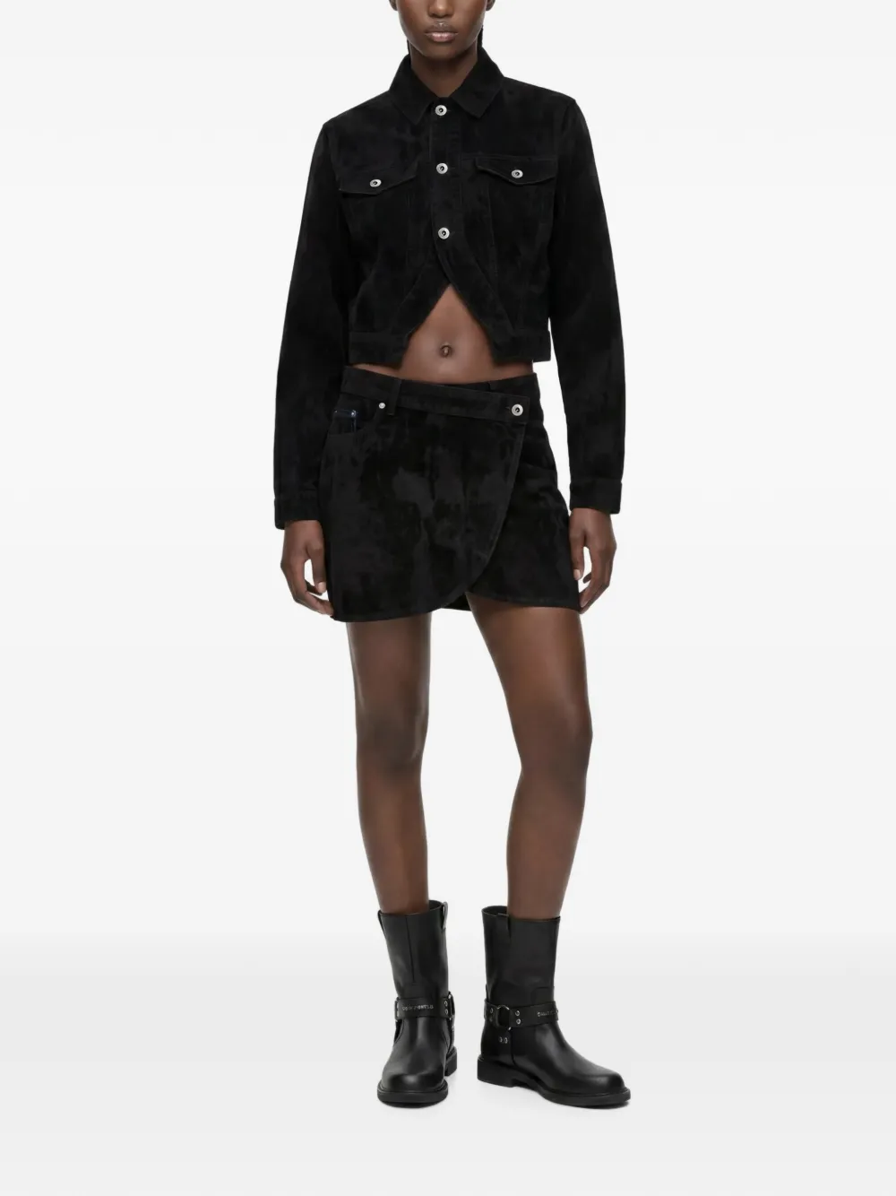Karl Lagerfeld Jeans velvet denim mini skirt Zwart