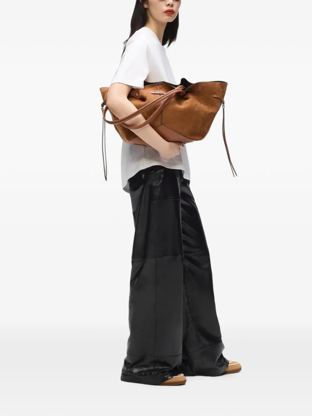Karl Lagerfeld Medium K Pierced suède shopper Bruin