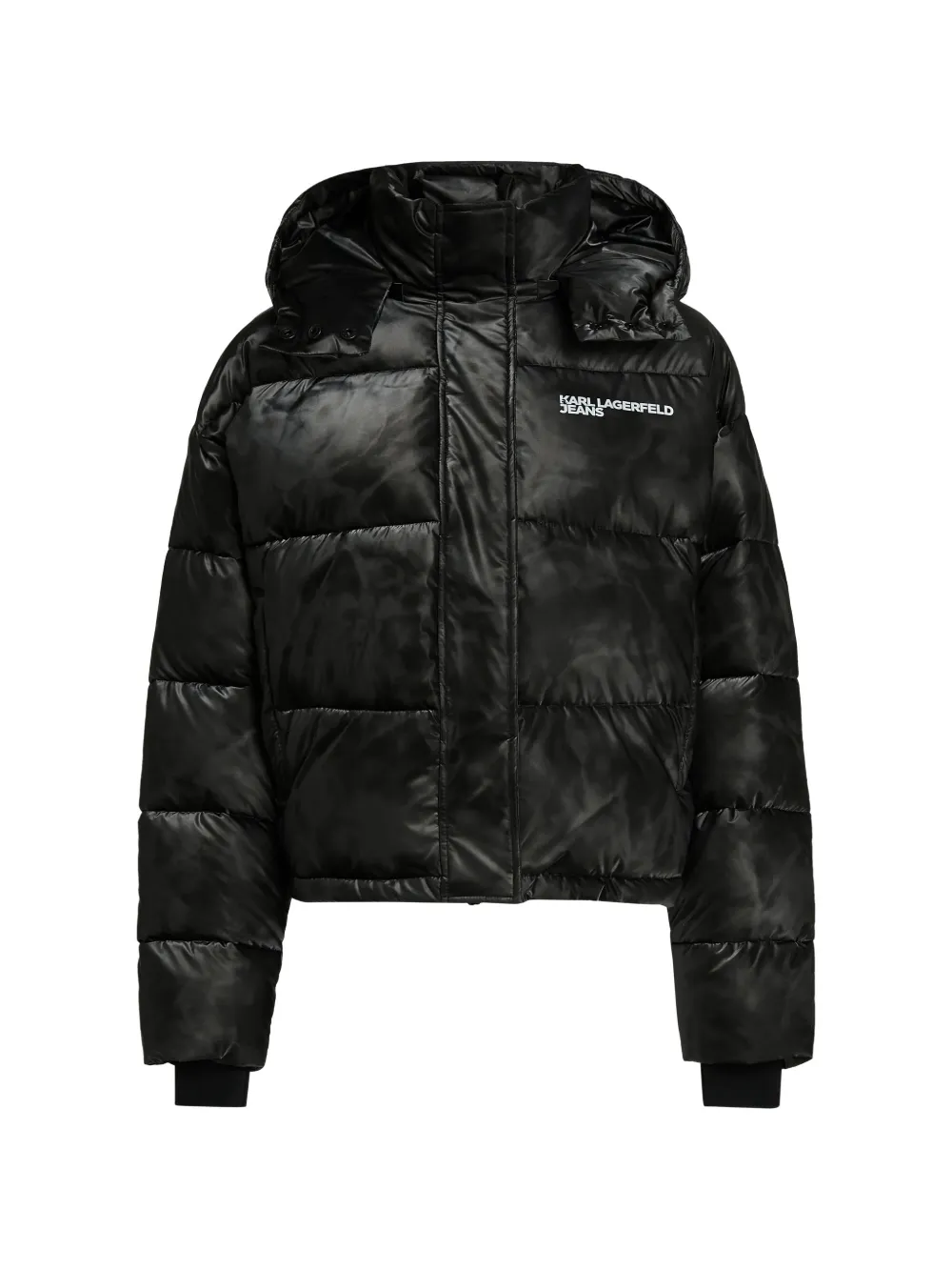 Karl Lagerfeld Jeans Glänzende Cropped-Steppjacke - Schwarz