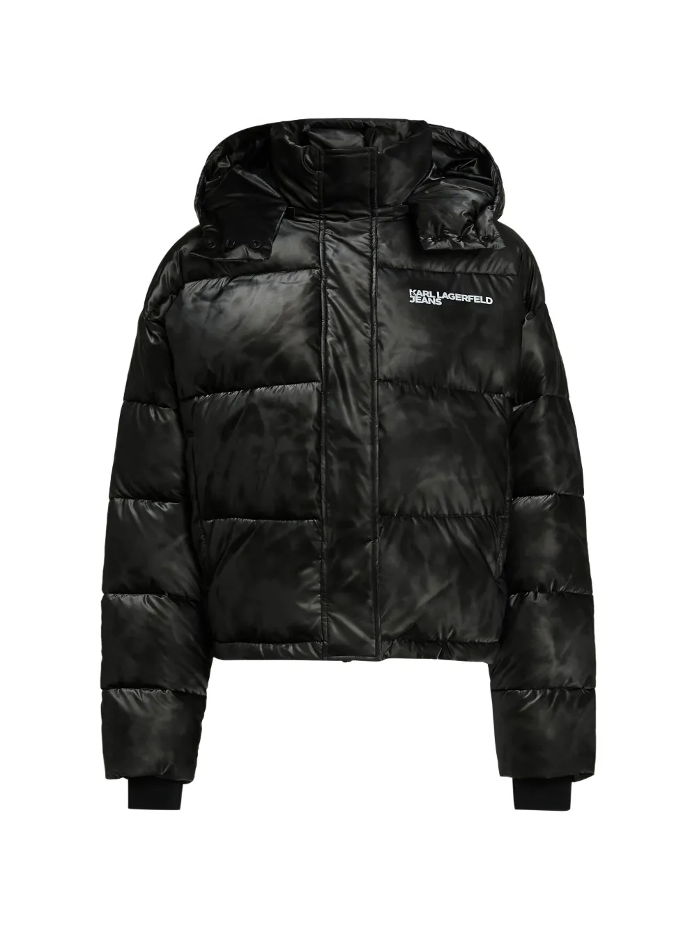 Karl Lagerfeld Jeans Glänzende Cropped-Steppjacke - Schwarz