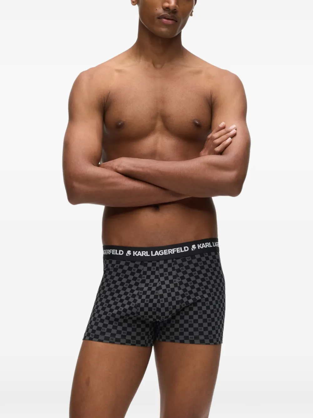 Karl Lagerfeld Drie boxershrots met monogram Zwart