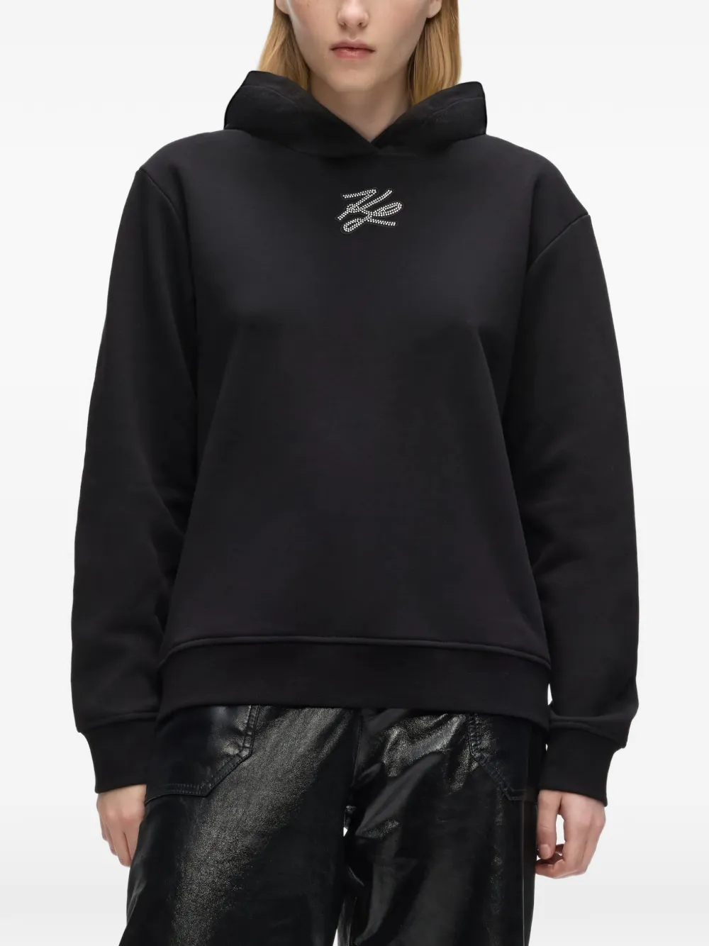 Karl Lagerfeld Autograph hoodie met stras Zwart