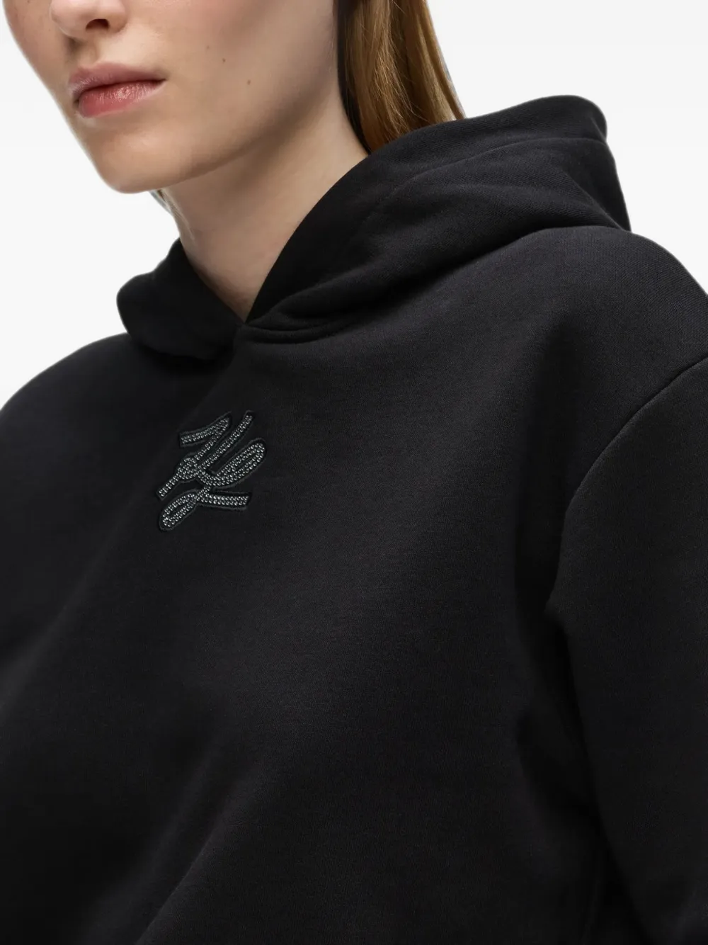 Karl Lagerfeld Autograph hoodie met stras Zwart
