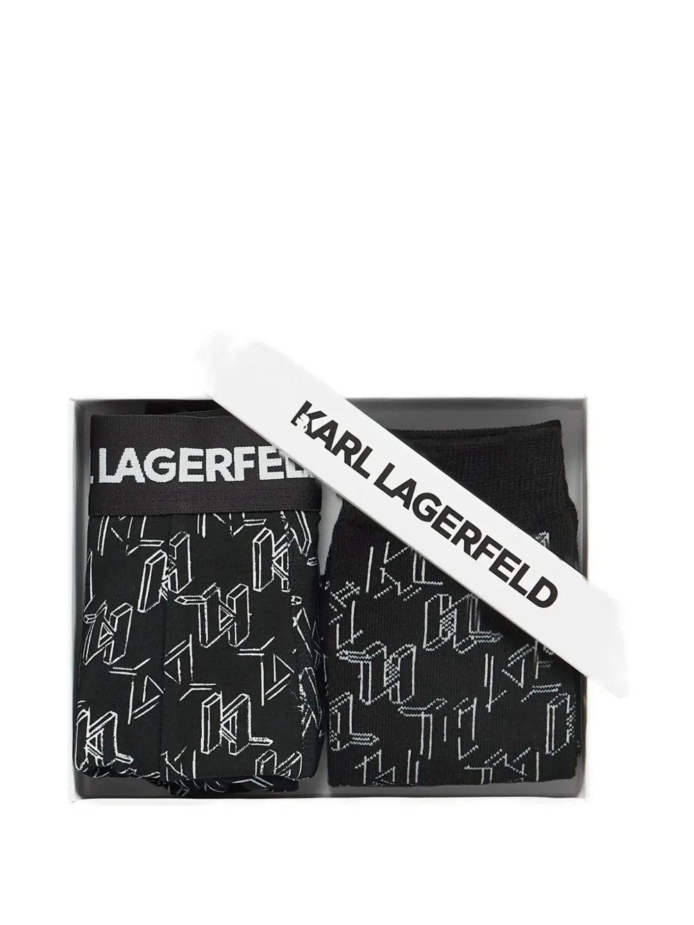 Karl Lagerfeld Monogram boxershorts en sokken cadeauset Zwart