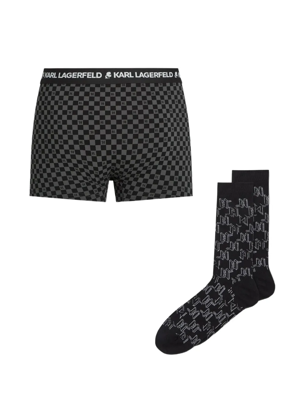 Karl Lagerfeld Monogram boxershorts en sokken cadeauset Zwart