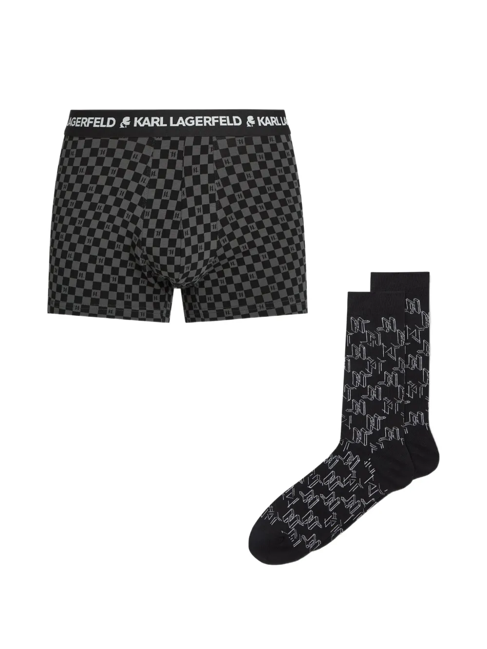 Karl Lagerfeld Monogram trunks and socks gift set - Nero