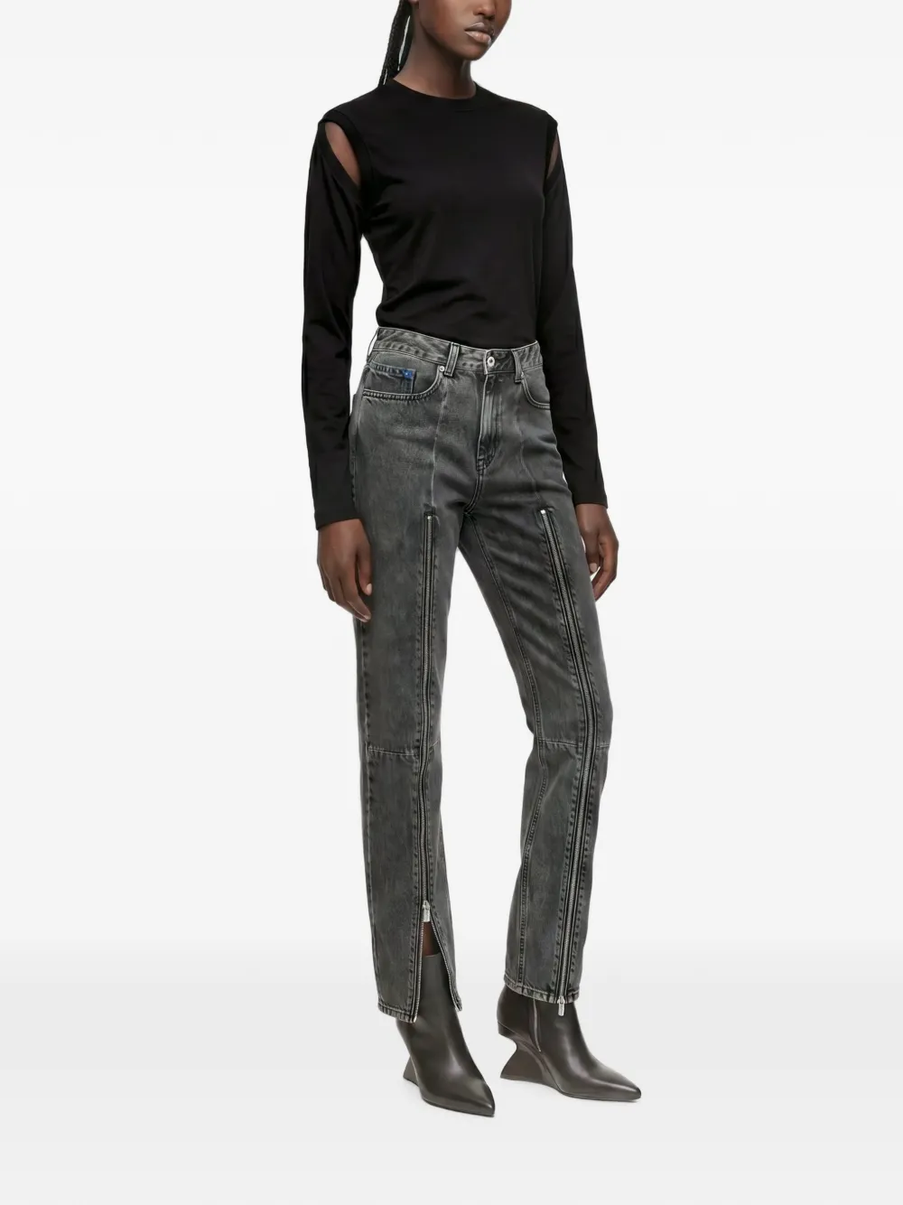 Karl Lagerfeld Jeans high-rise straight zip jeans Grijs