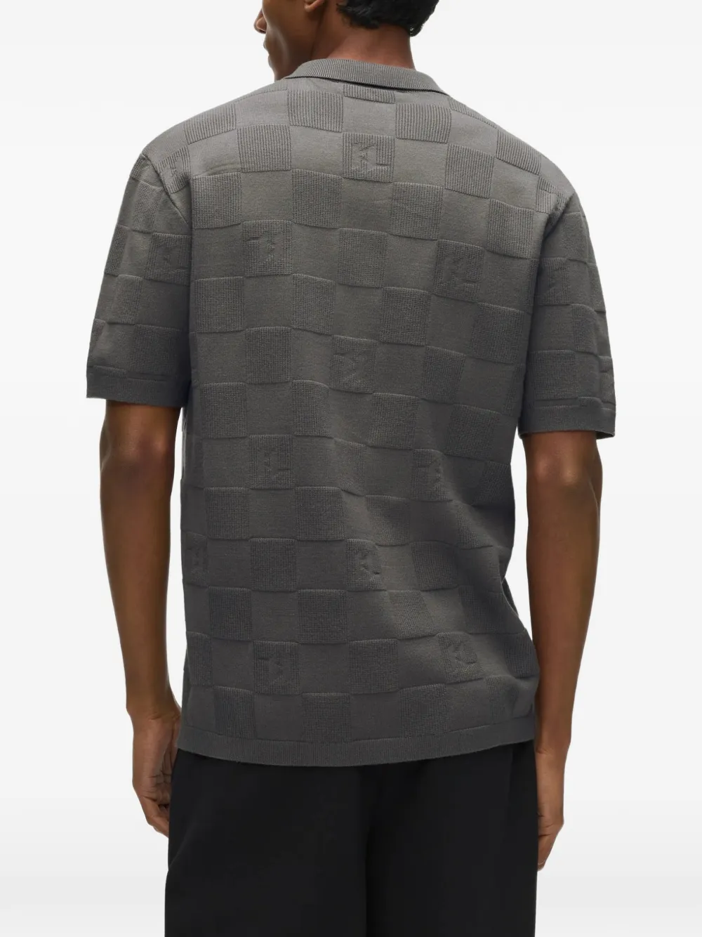 Karl Lagerfeld Geruit poloshirt met monogram Grijs