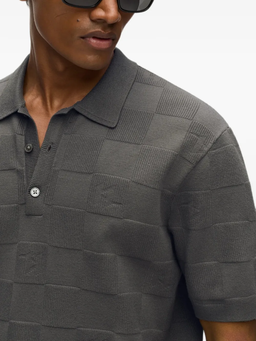 Karl Lagerfeld Geruit poloshirt met monogram Grijs