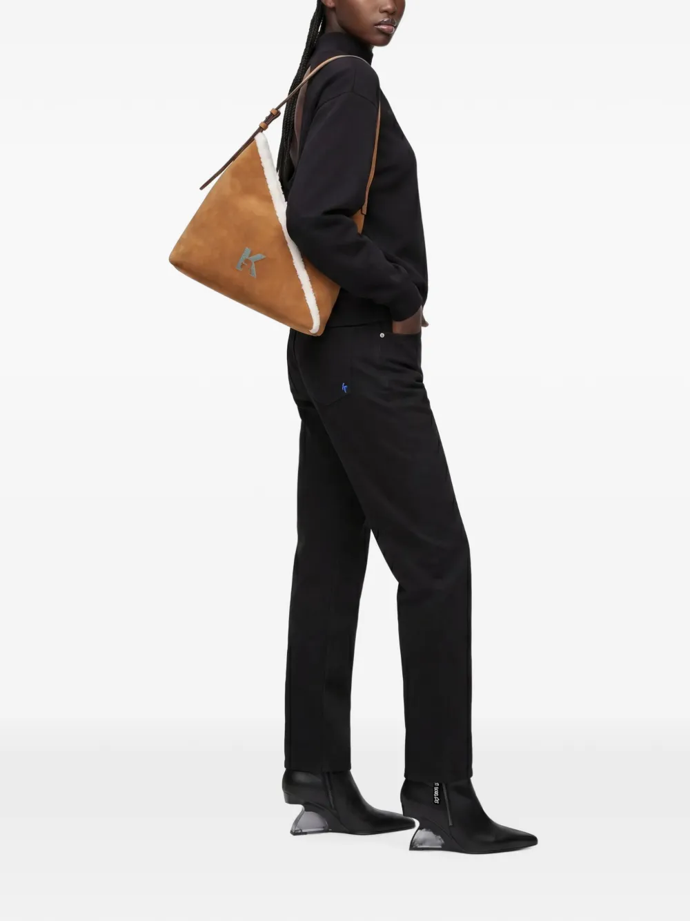 Karl Lagerfeld Jeans Kleine Geo suède shopper Bruin