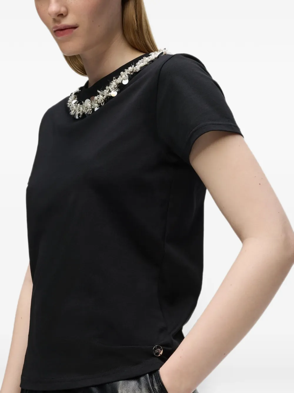 Karl Lagerfeld T-shirt met imitatieparels Zwart