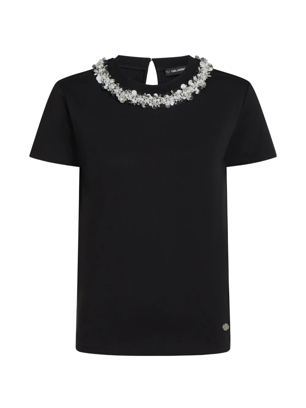 Karl Lagerfeld T-Shirt mit Kunstperlen - Schwarz