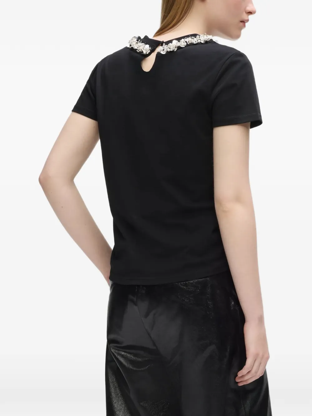 Karl Lagerfeld T-shirt met imitatieparels Zwart