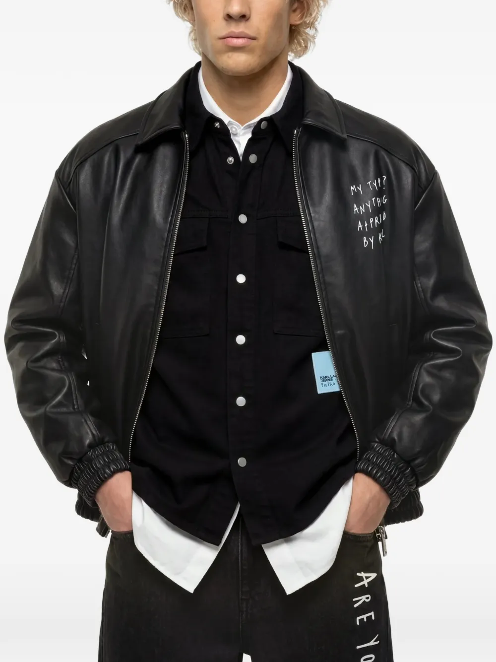Karl Lagerfeld Jeans x Pietro Terzini jack van imitatieleer Zwart