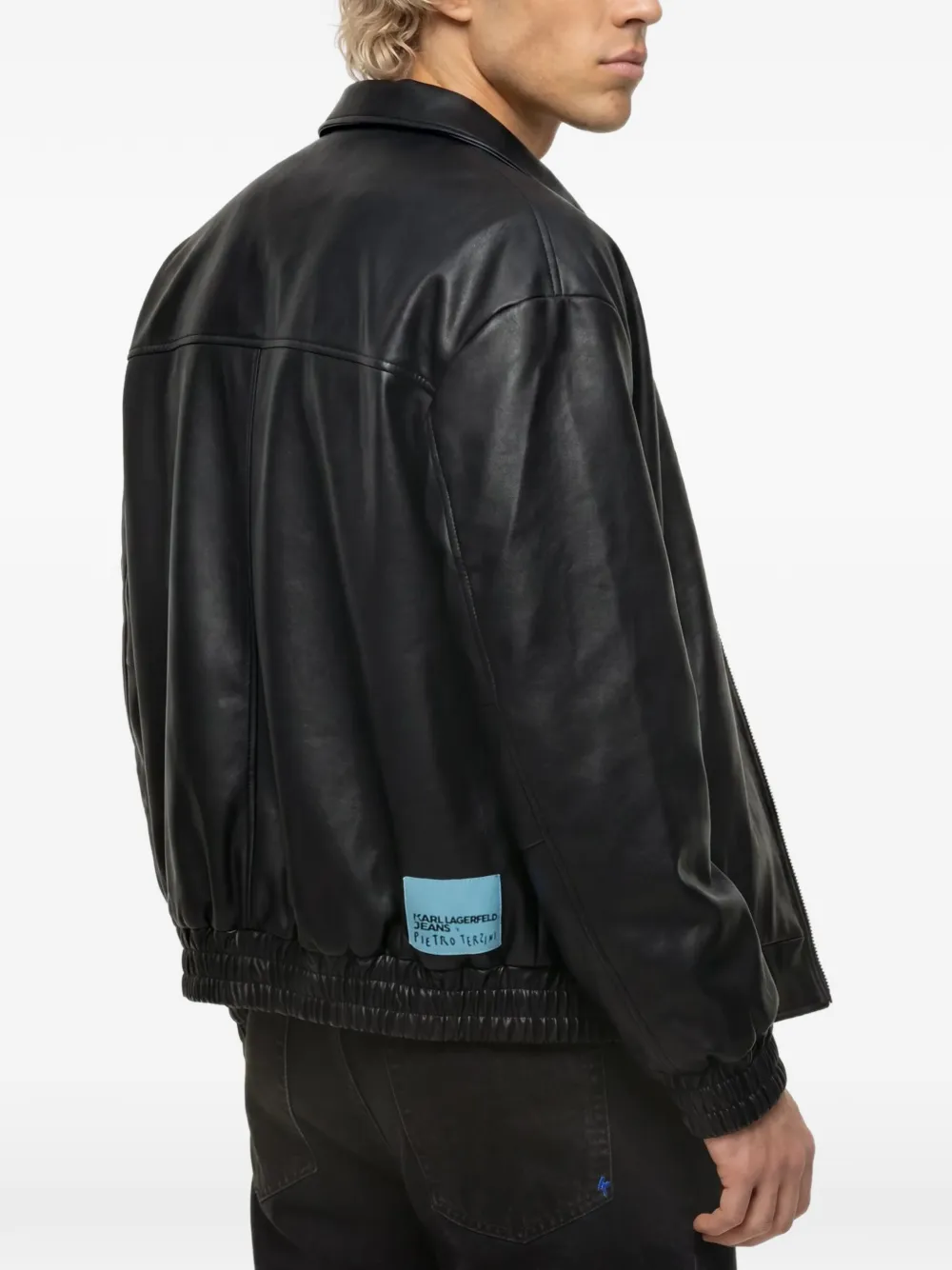 Karl Lagerfeld Jeans x Pietro Terzini jack van imitatieleer Zwart
