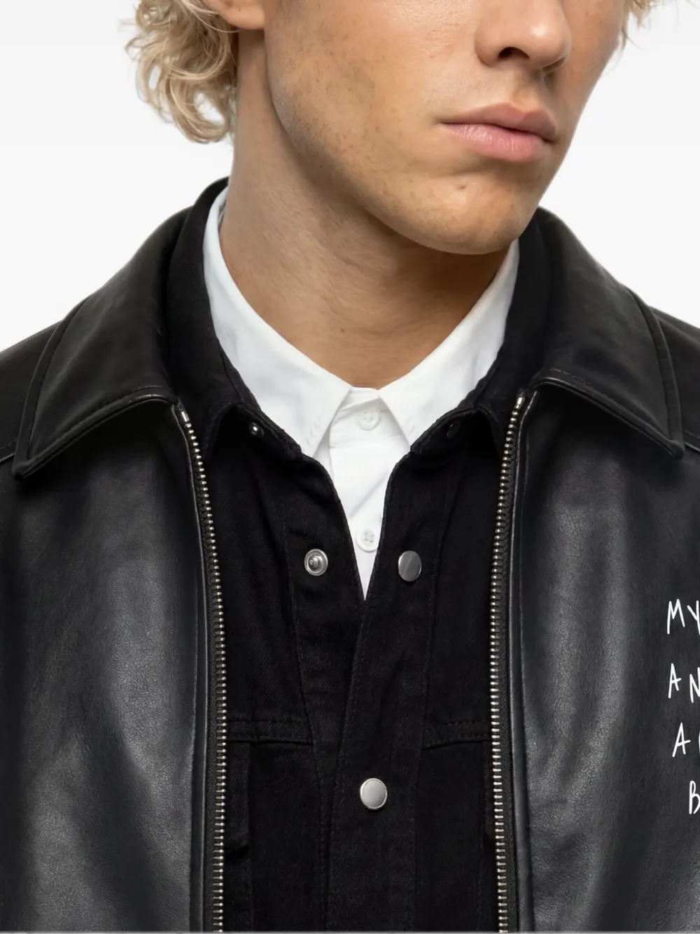 Karl Lagerfeld Jeans x Pietro Terzini jack van imitatieleer Zwart