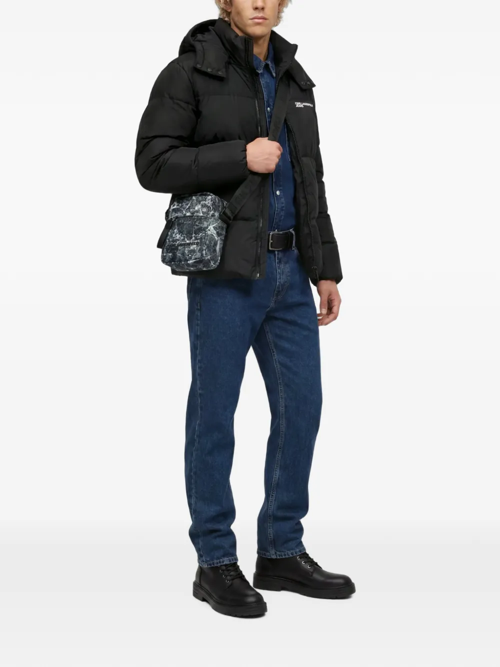 Karl Lagerfeld Jeans Crossbodytas met logo-print Zwart