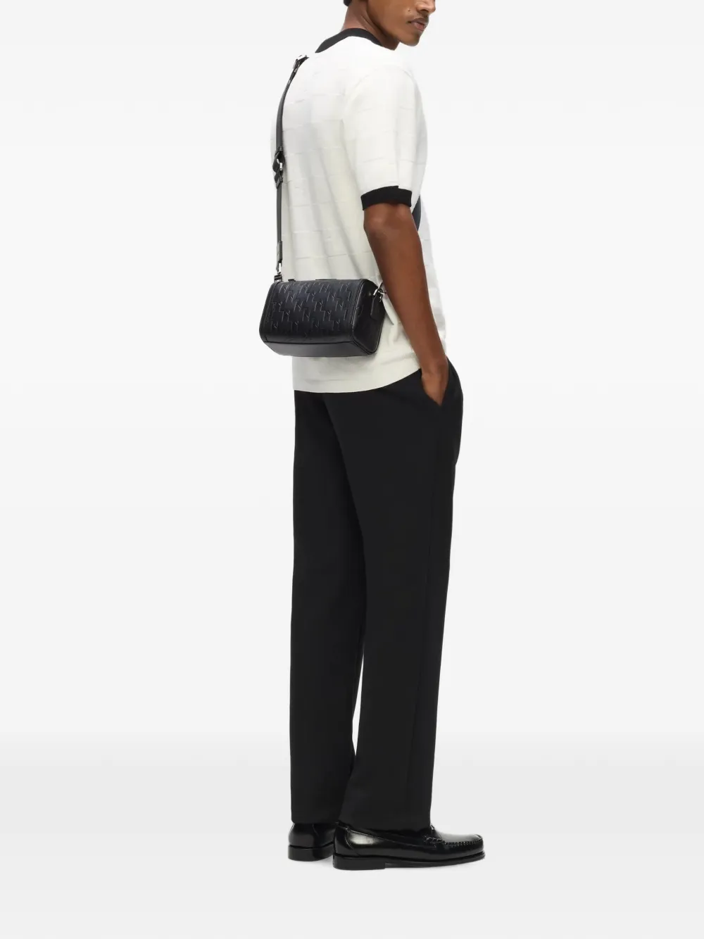 Karl Lagerfeld K Loom leren mini-tas Zwart