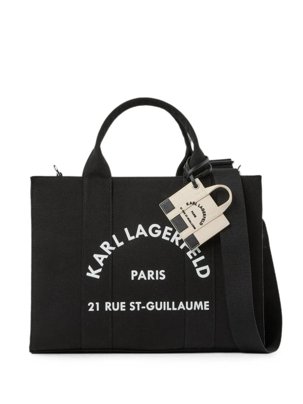Karl Lagerfeld meidum Rue St-Guillaume square tote charm - Nero