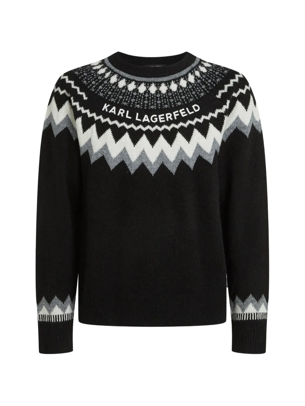 Karl Lagerfeld Fair Isle gebreide trui Zwart