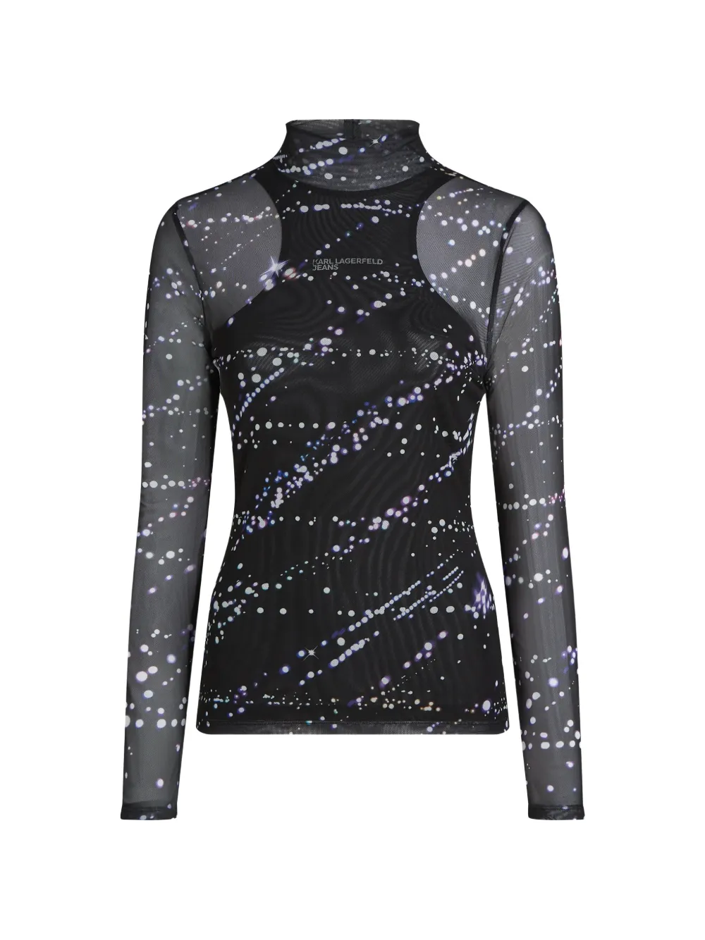 Karl Lagerfeld Jeans mesh all-over-print top Zwart