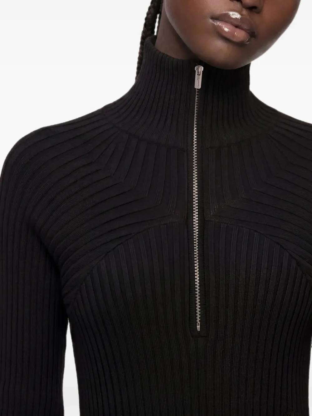 Karl Lagerfeld Jeans Ribgebreide maxi-jurk met halve rits Zwart