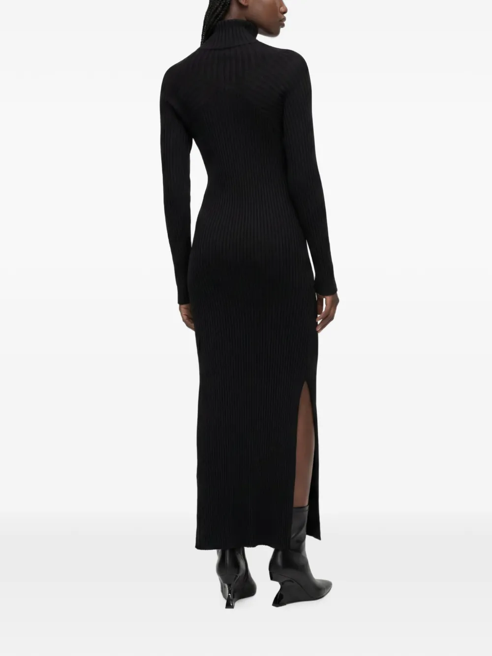 Karl Lagerfeld Jeans Ribgebreide maxi-jurk met halve rits Zwart