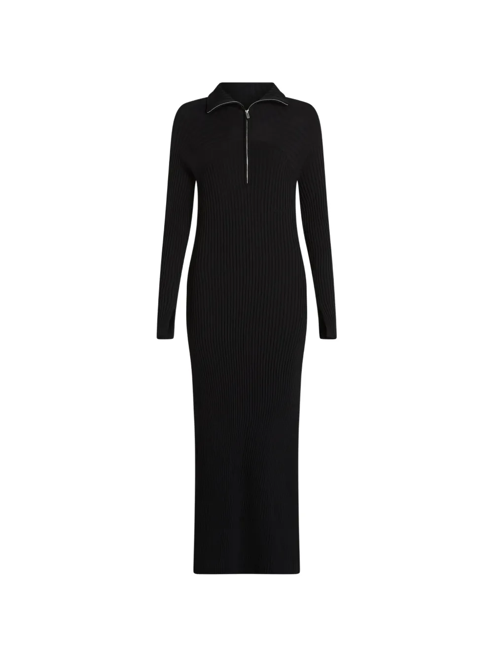 Karl Lagerfeld Jeans ribbed-knit half-zip maxi dress - Nero