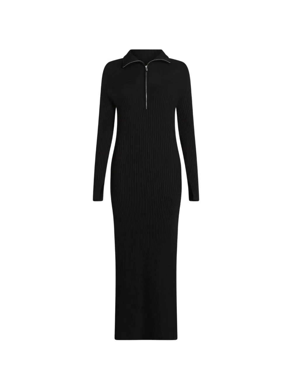 Karl Lagerfeld Jeans Ribgebreide maxi-jurk met halve rits Zwart