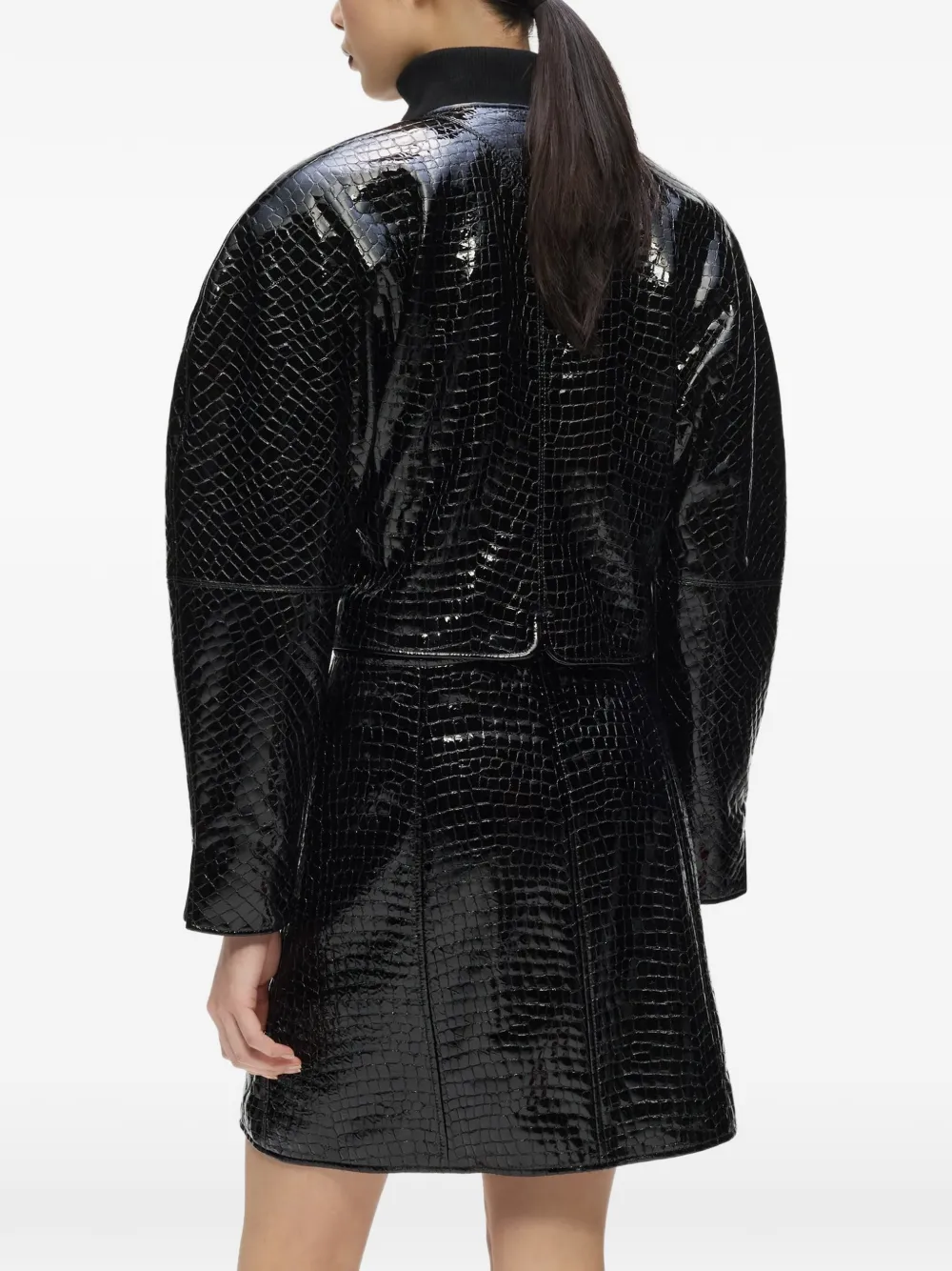 Karl Lagerfeld Karl Studio leren jack met krokodillen-effect Zwart