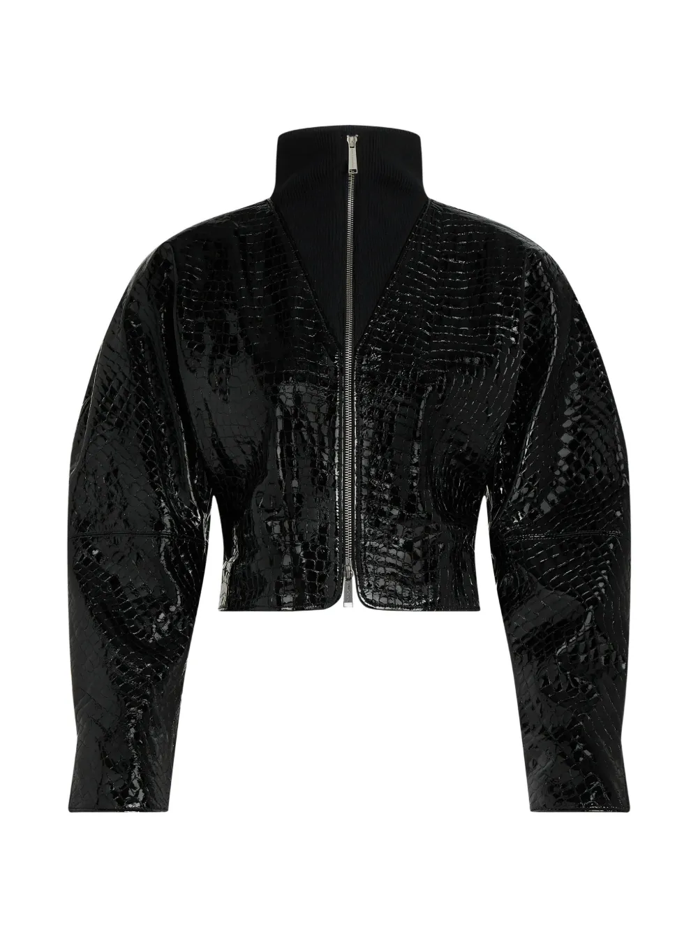 Karl Lagerfeld Karl Studio Lederjacke mit Kroko-Effekt - Schwarz