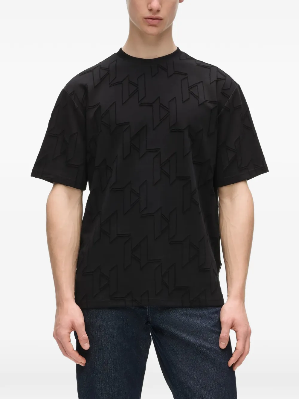 Karl Lagerfeld T-shirt met monogram Zwart