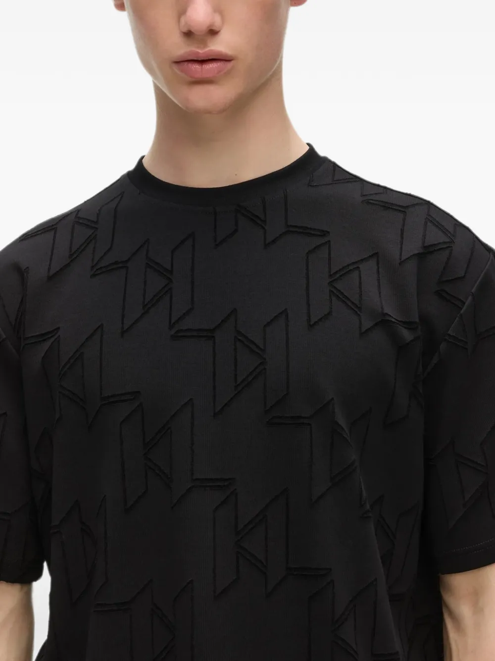 Karl Lagerfeld T-shirt met monogram Zwart