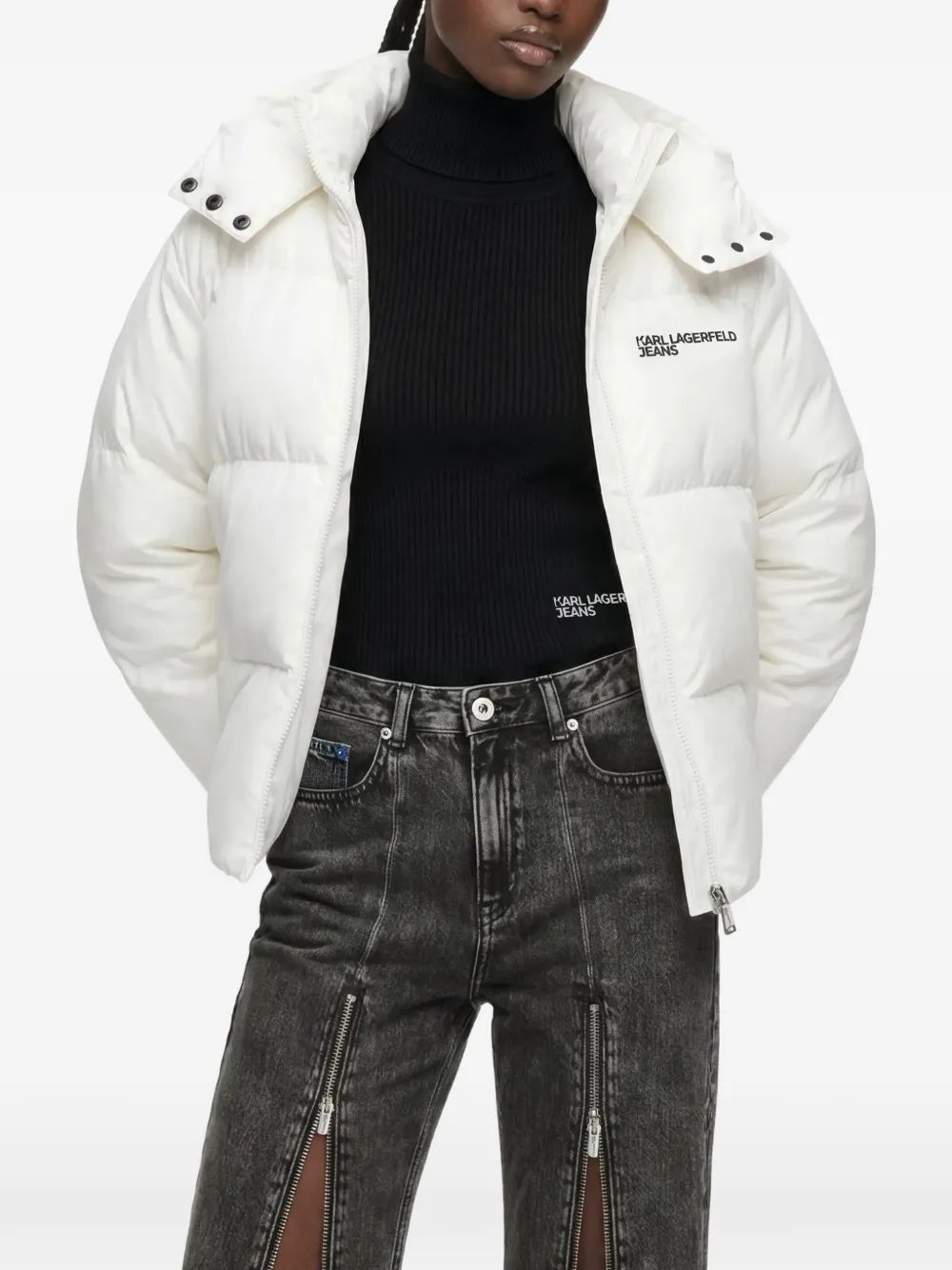 Karl Lagerfeld Jeans logo-print puffer jacket Wit