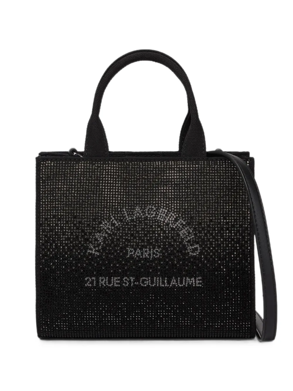 Karl Lagerfeld mini Rue St-Guillaume rhinestone square tote bag - Nero